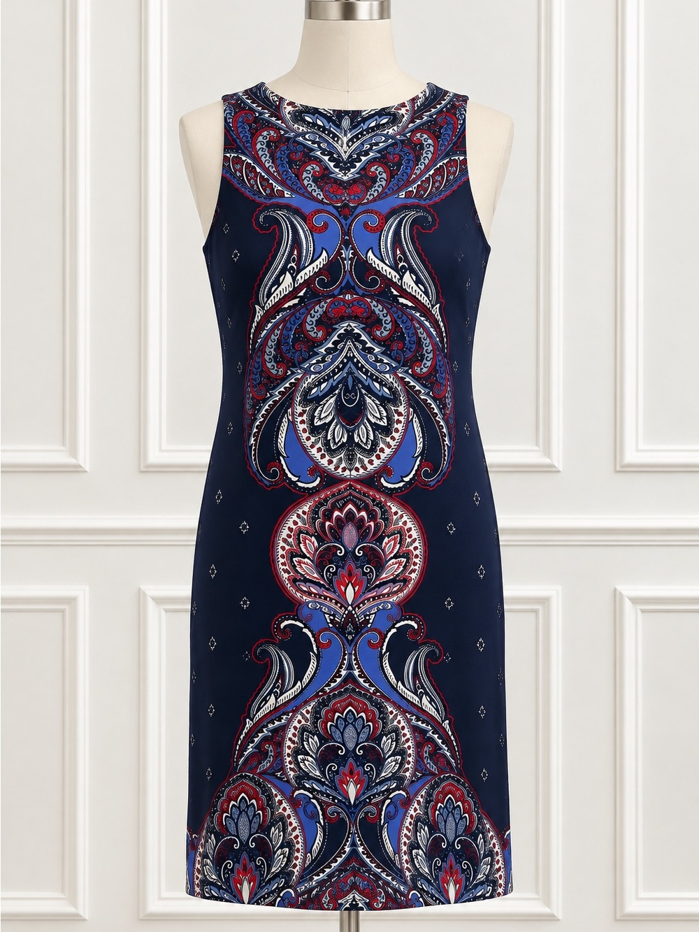 BANANA REPUBLIC Sz 10 NWT Sleeveless Navy Paisley Print Shift Dress